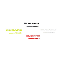 Load image into Gallery viewer, Racing Art Subaru Symmetrical AWD Trunk Emblem - Black/Red/Neon Yellow/White [Universal, Including WRX / STI / Forester / Crosstrek]