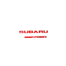 Load image into Gallery viewer, Racing Art Subaru Symmetrical AWD Trunk Emblem - Black/Red/Neon Yellow/White [Universal, Including WRX / STI / Forester / Crosstrek]