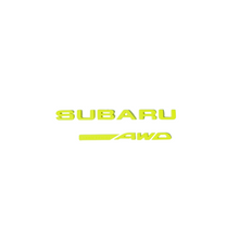 Load image into Gallery viewer, Racing Art Subaru Symmetrical AWD Trunk Emblem - Black/Red/Neon Yellow/White [Universal, Including WRX / STI / Forester / Crosstrek]
