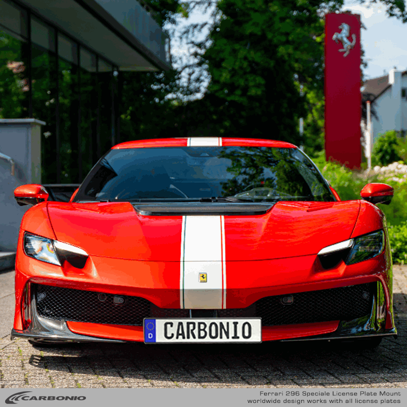 Carbonio No-Drill Front License Plate Mount - Ferrari 296 Speciale 2026+