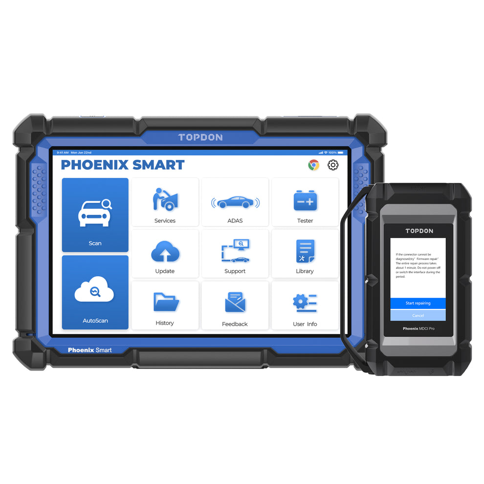 TOPDON Phoenix Smart 10.1" OE-Level Scan Tool, Cloud-Based Programming, Adv Protocols
