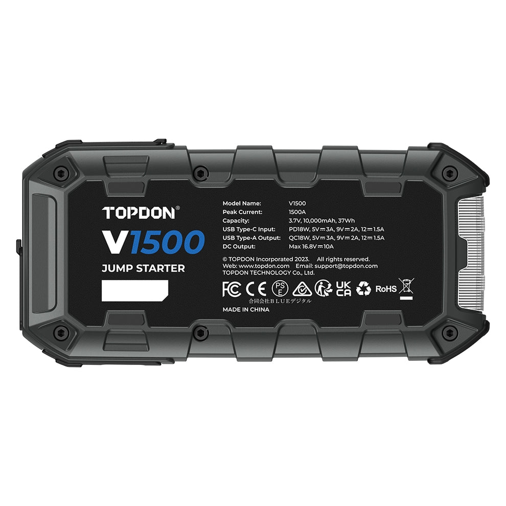 TOPDON V1500 Jump Starter & Booster, Power Bank & Flashlight