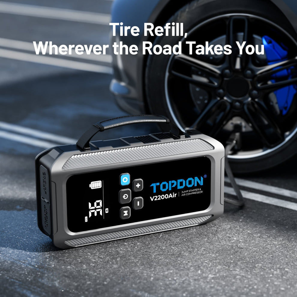 TOPDON V2200AIR 2-in-1 2200 Peak Amp Jump Starter & Tire Inflator