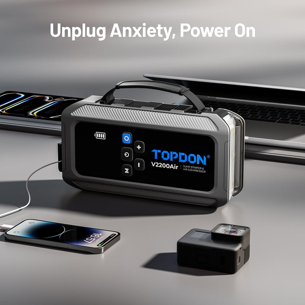 TOPDON V2200AIR 2-in-1 2200 Peak Amp Jump Starter & Tire Inflator