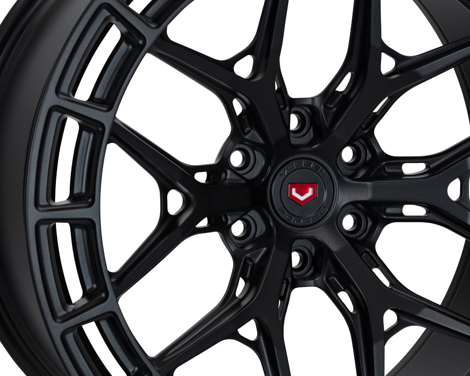 Vossen LC3-01 Forged Deep w/ OEM Cap Satin Black Wheel - 5x112 22x10 +22 - AMG GT Coupe 24+ Front Fitment