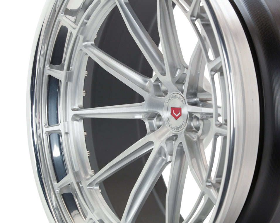 Vossen LC3-04 (3-piece) Forged Brushed Center / Polish Lip Wheel - 5x130 22x9.5 +50 - Bentley Continental Front Fitment
