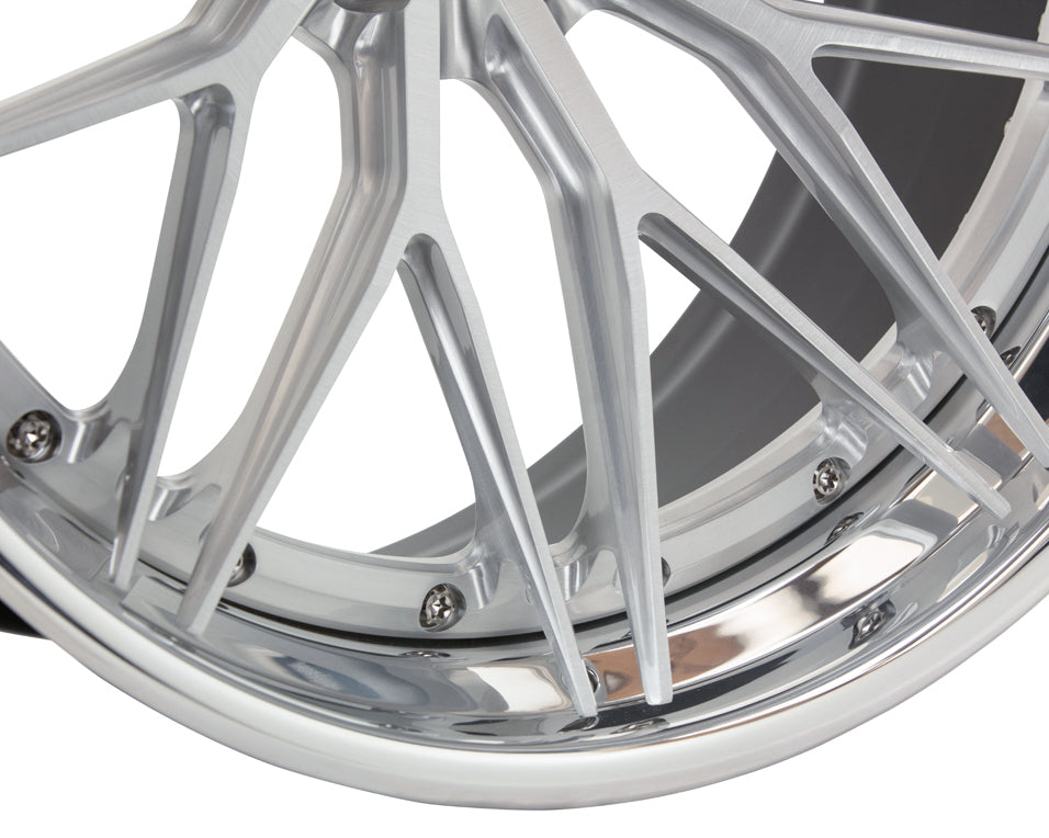 Vossen VPS-4 (3-Piece) Forged Brushed Cntr Polished Lip Raw Hardware Satin Black Wheel - 5x112 21x12.5 - McLaren 720 Fitment