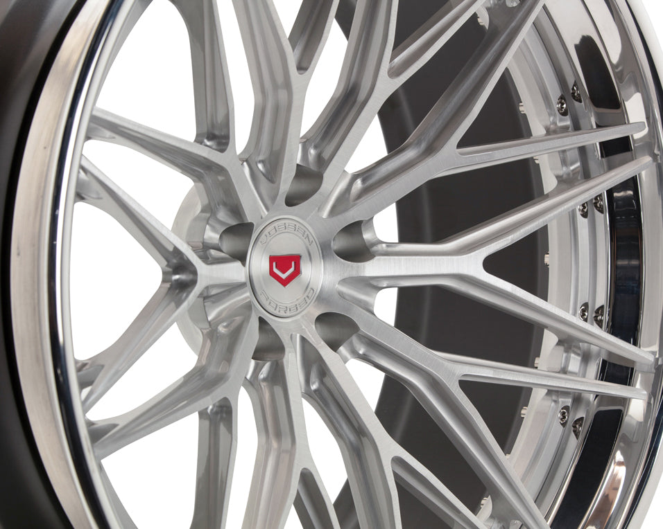 Vossen VPS-4 (3-Piece) Forged Brushed Cntr Polished Lip Raw Hardware Satin Black Wheel - 5x112 21x12.5 - McLaren 720 Fitment