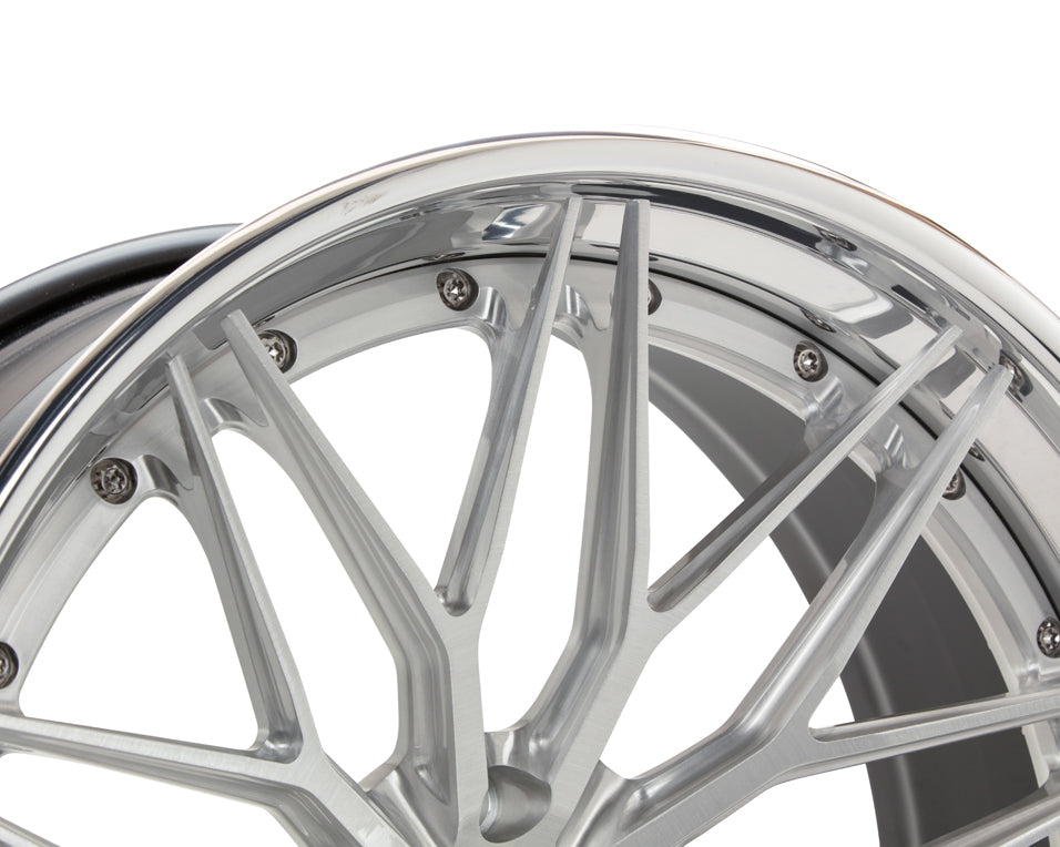 Vossen VPS-4 (3-Piece) Forged Brushed Cntr Polished Lip Raw Hardware Satin Black Wheel - 5x112 21x12.5 - McLaren 720 Fitment