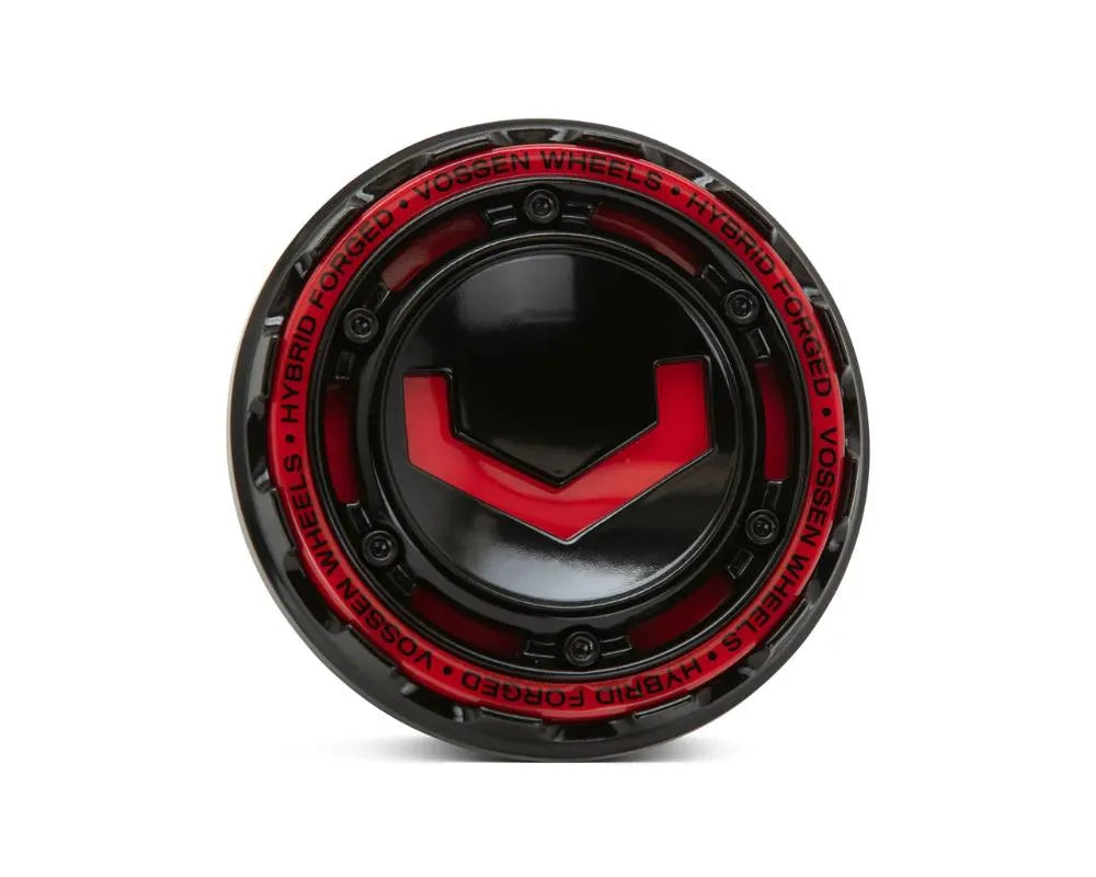 Vossen Large Billet Modular Wheel Center Cap - Gloss Black w/ Red Insert