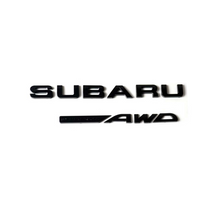 Load image into Gallery viewer, Racing Art Subaru Symmetrical AWD Trunk Emblem - Black/Red/Neon Yellow/White [Universal, Including WRX / STI / Forester / Crosstrek]