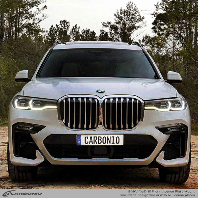 Carbonio No-Drill Front License Plate Mount - BMW X7 (G07) 2010-2022
