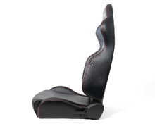 Load image into Gallery viewer, NRG Reclinable Racing Seats (Pair) Black Leather w/NRG Logo Red Stitch