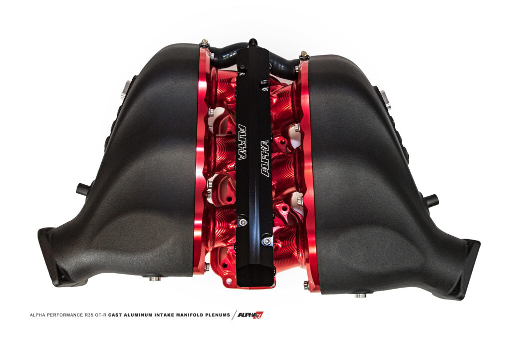 AMS Performance Alpha Cast Plenum / Billet Intake Manifold (Blue Anodize) w/ Standard Fuel Rail - Nissan GT-R R35 2009+