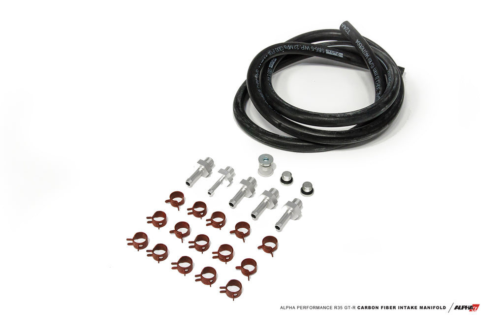 AMS Performance Alpha Carbon Fiber / Gold Billet Intake Manifold (Triple Fuel Rail; 18 injector) - Nissan GT-R R35 2009+