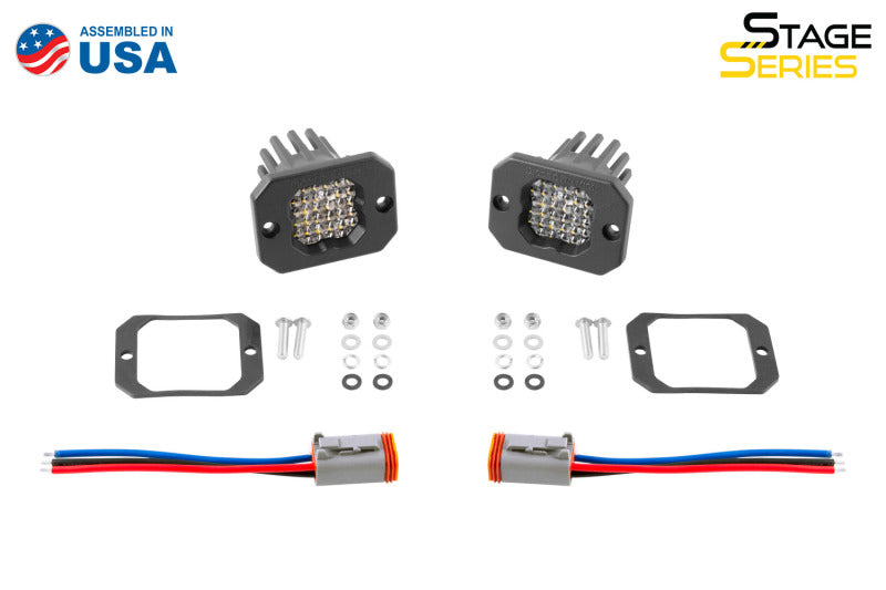 Diode Dynamics SSC1 White Flood Sport Flush Mount ABL LED Pod (Pair) - Universal Fitment