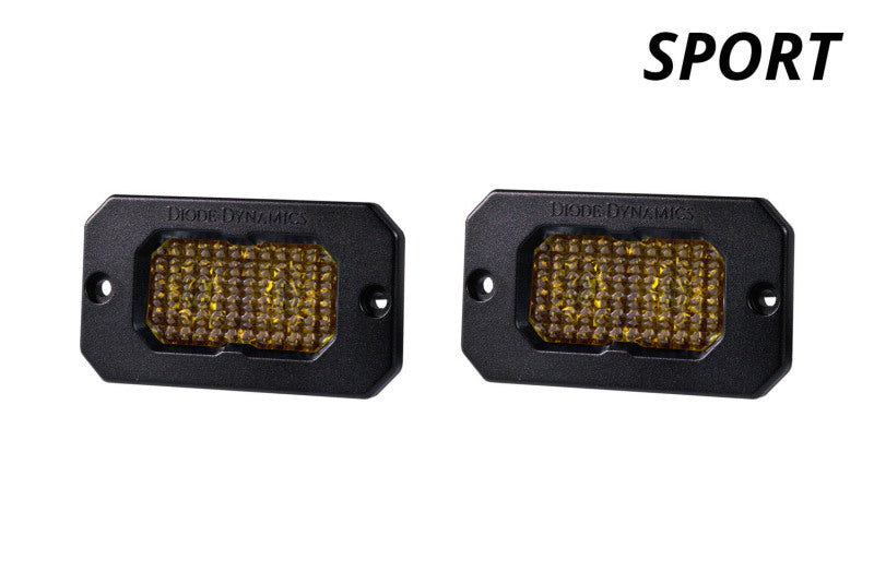 Diode Dynamics C2 1.0 SAE Yellow Flood Sport Flush Mount LED Pod (Pair) - Universal Fitment