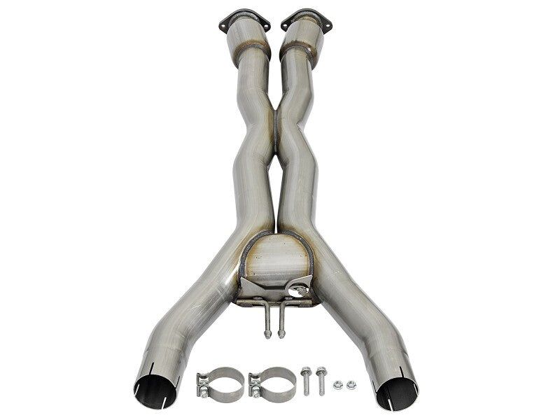 aFe Twisted Steel X-Pipe 3 IN 304 Stainless Steel w/ Cat - Chevrolet Corvette (C7) & Z06 6.2L 2014-2019