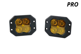 Diode Dynamics SS3 SAE Yellow Pro Combo Flush Mount ABL LED Pod (Pair) - Universal