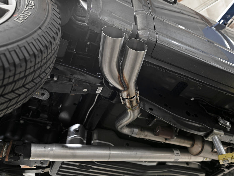 aFe Rebel Series 3-1/2 IN 409 Stainless Steel DPF-Back Exhaust System - Ford F-150 3.0L Turbo Diesel 2018-2021