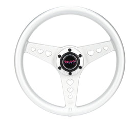 NRG All Aluminum Steering Wheel 330mm - Heart Cut Out- Ergonomic Grip- Anadized Silver