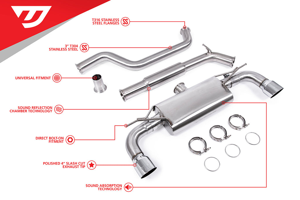 Unitronic Catback Exhaust w/ Chrome Tips - Volkswagen GTI (MK7/MK7.5) 2015-2021