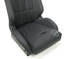 Load image into Gallery viewer, NRG Defender Water Resistant Steel Frame Suspension Seats Black w/ Black Trim &amp; Yellow Embroidery