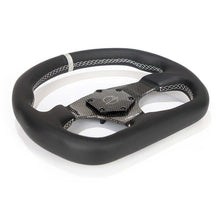 Load image into Gallery viewer, NRG Carbon Fiber Flat Bottom Steering Wheel (320mm) Silver CF Center w/Silver Stitch/Center Mark