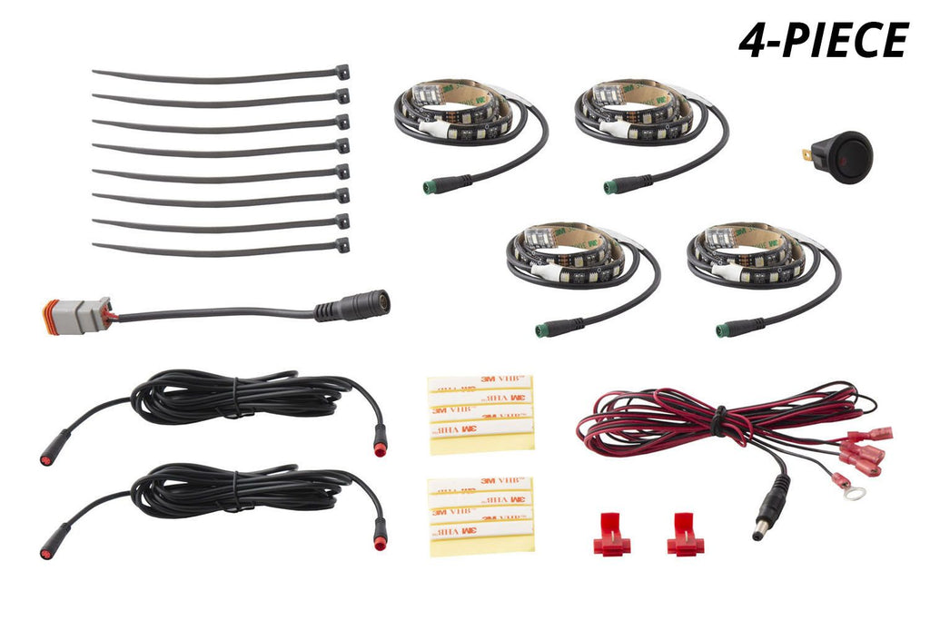 Diode Dynamics RGBW Multicolor Footwell LED Kit (4 Strips) - Universal Fitment
