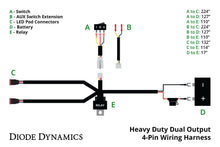 Load image into Gallery viewer, Diode Dynamics Heavy Duty Dual Output 4-pin Wiring Harness - Universal Fitment