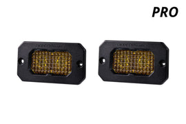 Diode Dynamics C2 1.0 SAE Yellow Fog Pro Flush Mount LED Pod (Pair) - Universal