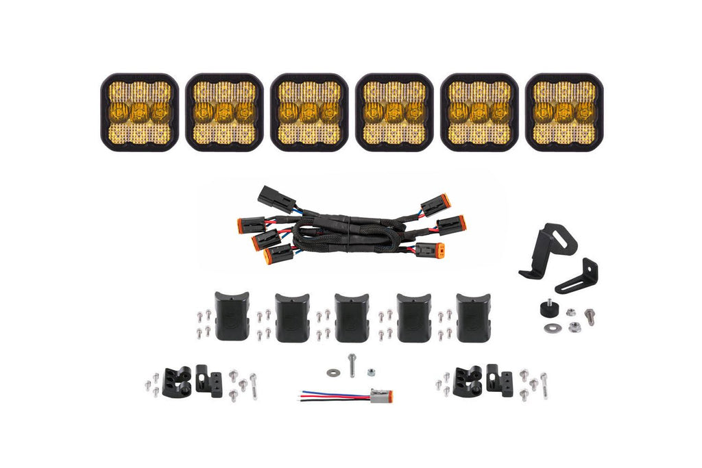 Diode Dynamics SS5 CrossLink Yellow Combo Sport 6-Pod LED Lightbar (Single) - Universal Fitment