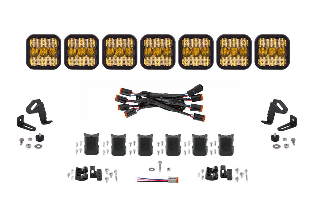 Diode Dynamics SS5 CrossLink Yellow Combo Sport 7-Pod LED Lightbar (Single) - Universal Fitment
