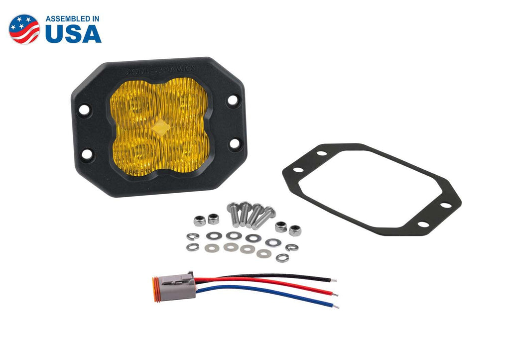 Diode Dynamics SS3 SAE Yellow Pro Combo Flush Mount ABL LED Pod (Single) - Universal