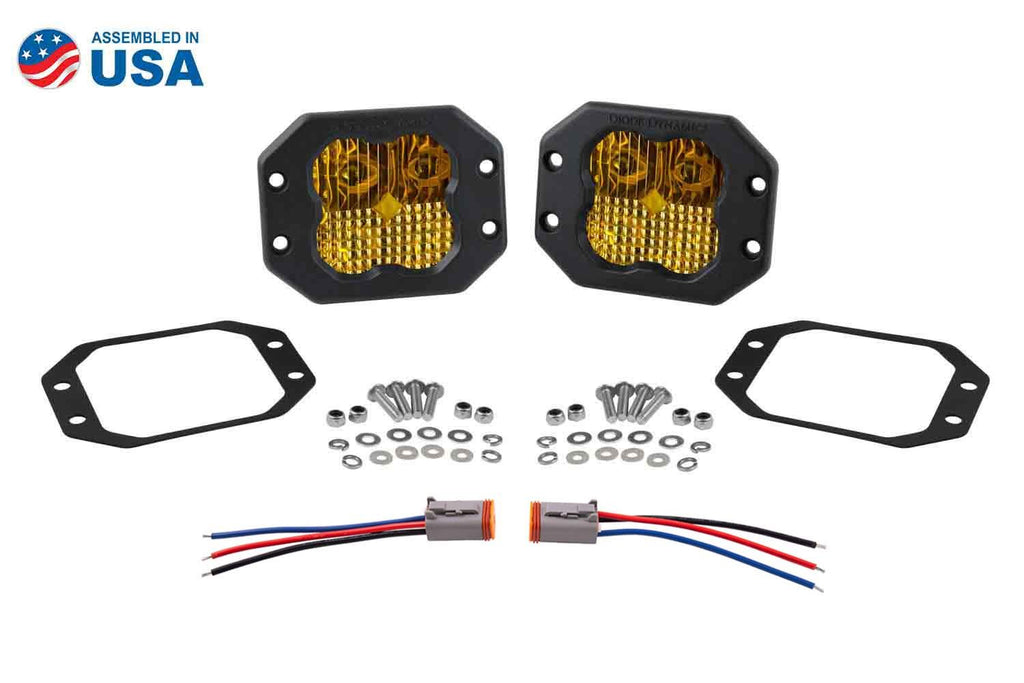 Diode Dynamics SS3 SAE Yellow Sport Flood Flush Mount ABL LED Pod (Pair) - Universal