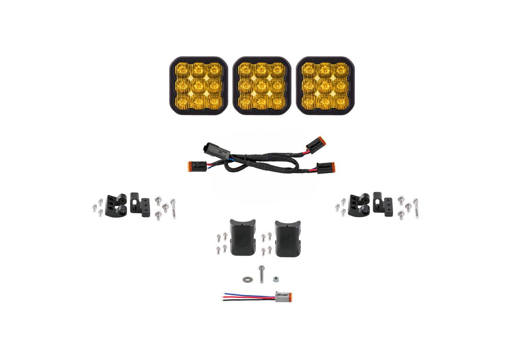 Diode Dynamics SS5 Yellow Driving Sport CrossLink 3-Pod LED Light Bar (Single) - Universal Fitment