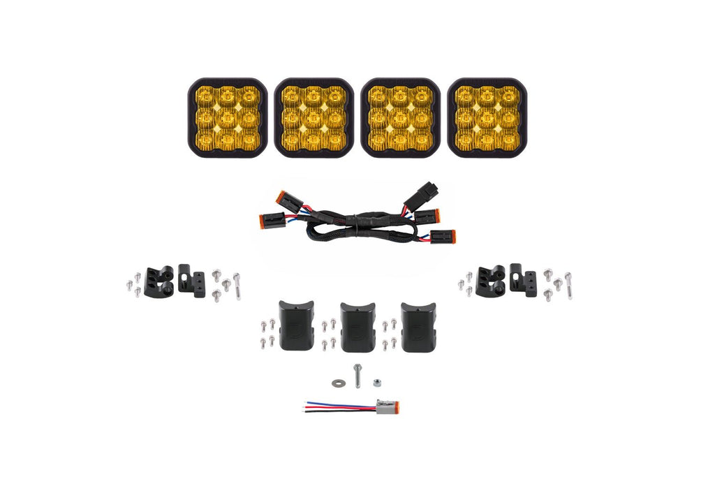 Diode Dynamics SS5 Yellow Driving Sport CrossLink 4-Pod LED Light Bar (Single) - Universal Fitment