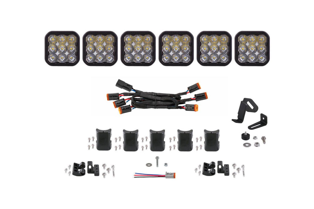 Diode Dynamics SS5 White Driving Sport CrossLink 6-Pod LED Light Bar (Single) - Universal Fitment
