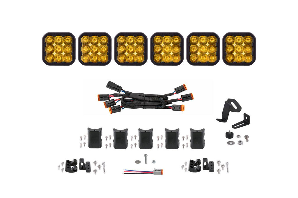 Diode Dynamics SS5 Yellow Driving Sport CrossLink 6-Pod LED Light Bar (Single) - Universal Fitment