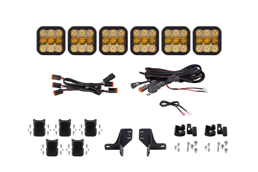 Diode Dynamics SS5 Yellow Sport Grille CrossLink Lightbar Kit - Ford Bronco 2021-2025