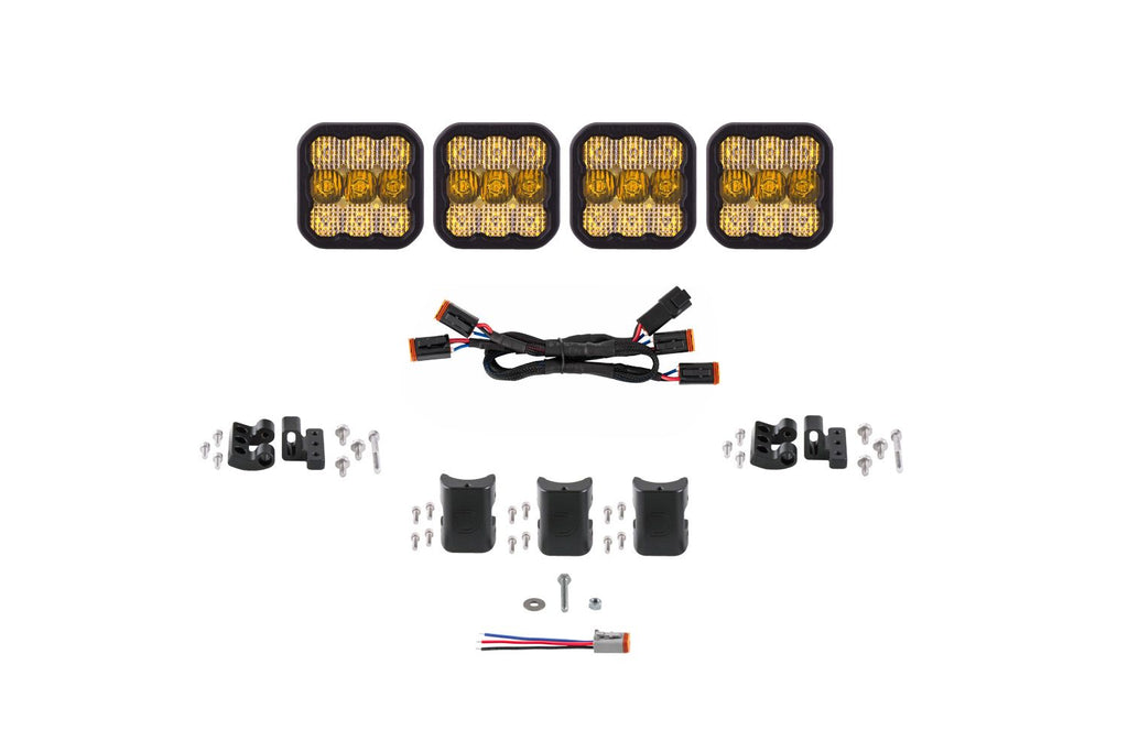 Diode Dynamics SS5 Yellow Combo Pro CrossLink 4-Pod LED Light Bar (Single) - Universal Fitment