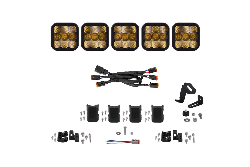 Diode Dynamics SS5 Yellow Combo Pro CrossLink 5-Pod LED Light Bar (Single) - Universal Fitment