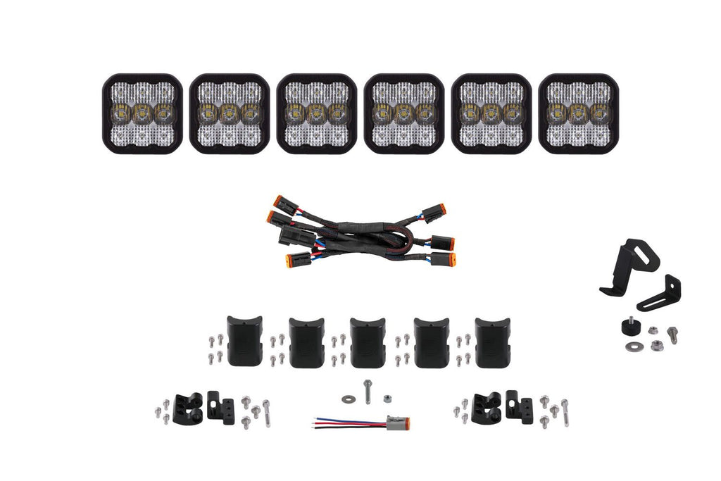 Diode Dynamics SS5 White Combo Pro CrossLink 6-Pod LED Light Bar (Single) - Universal Fitment