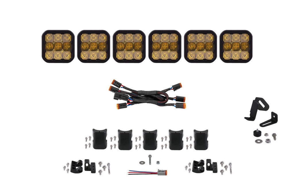 Diode Dynamics SS5 Yellow Combo Pro CrossLink 6-Pod LED Light Bar (Single) - Universal Fitment
