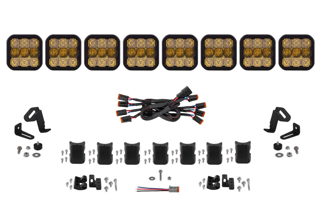 Diode Dynamics SS5 Yellow Combo Pro CrossLink 8-Pod LED Light Bar (Single) - Universal Fitment