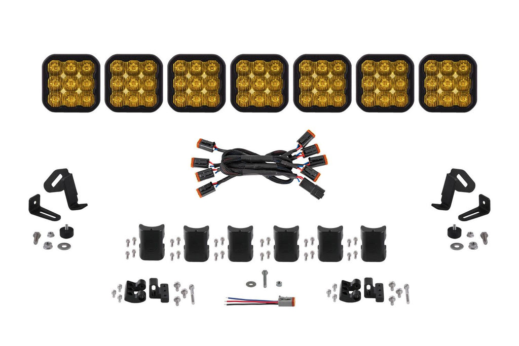 Diode Dynamics SS5 Yellow Driving Pro CrossLink 7-Pod LED Light Bar (Single) - Universal Fitment