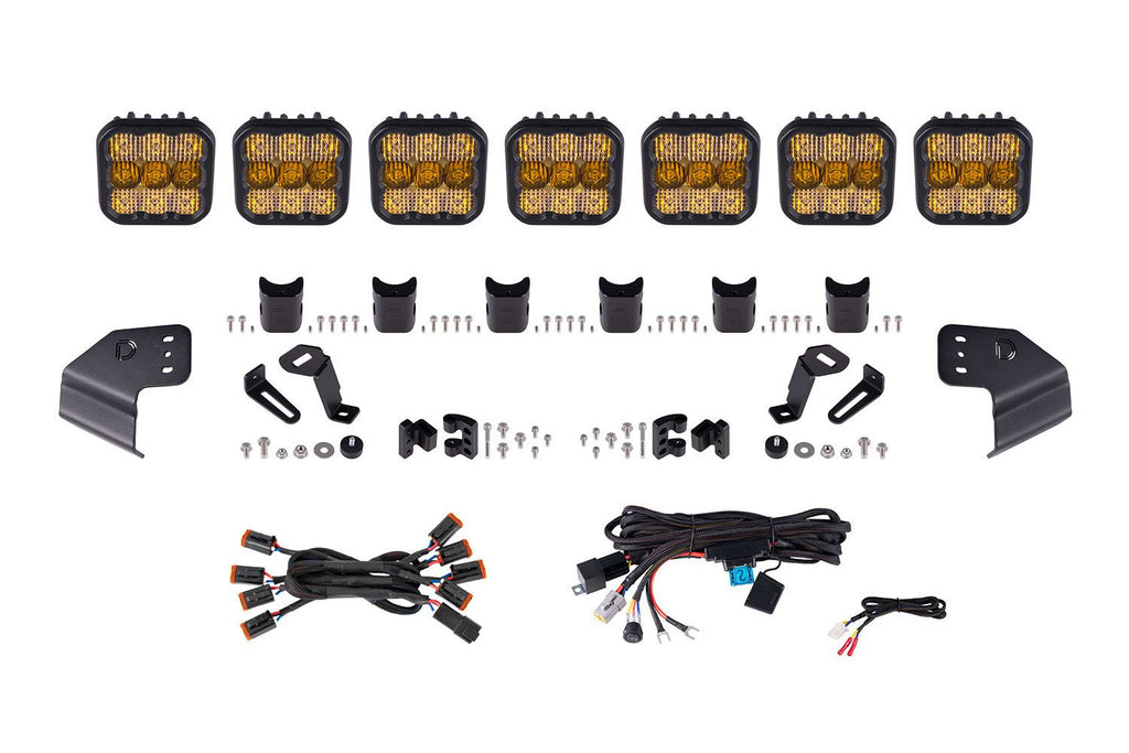 Diode Dynamics SS5 Yellow Pro Windshield CrossLink Lightbar Kit - Ford Bronco 2021-2025