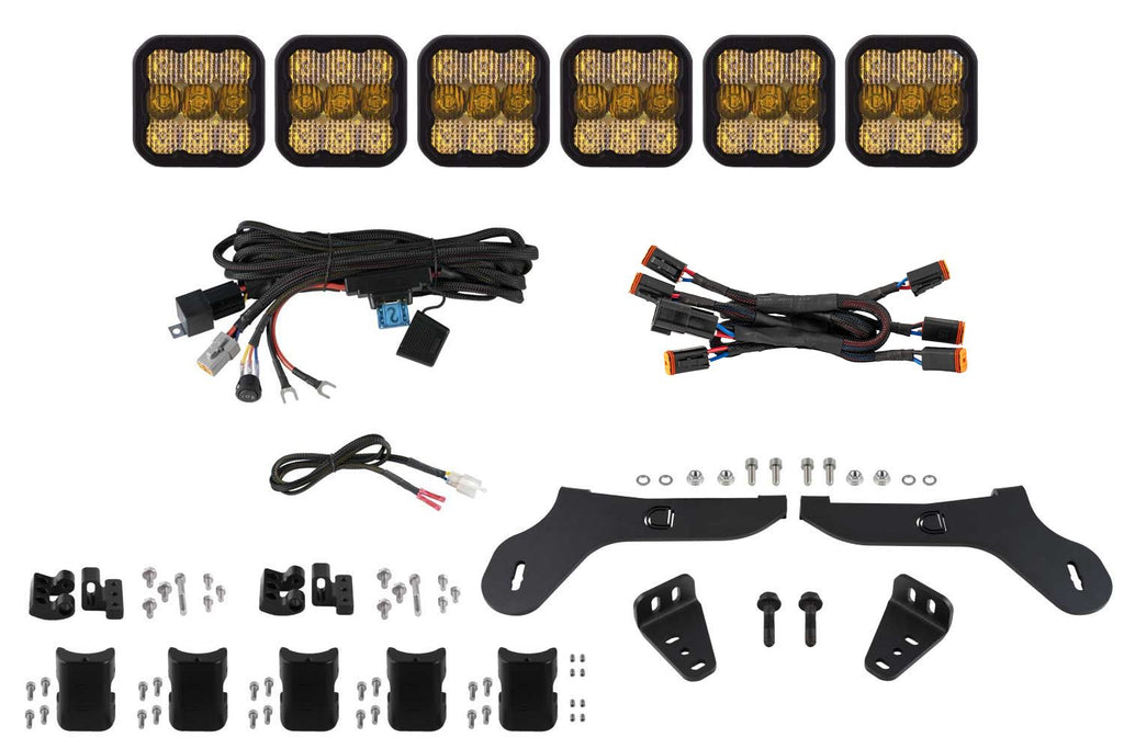 Diode Dynamics SS5 Yellow Combo Pro Grille CrossLink Lightbar Kit - Ford Raptor 2017-2020