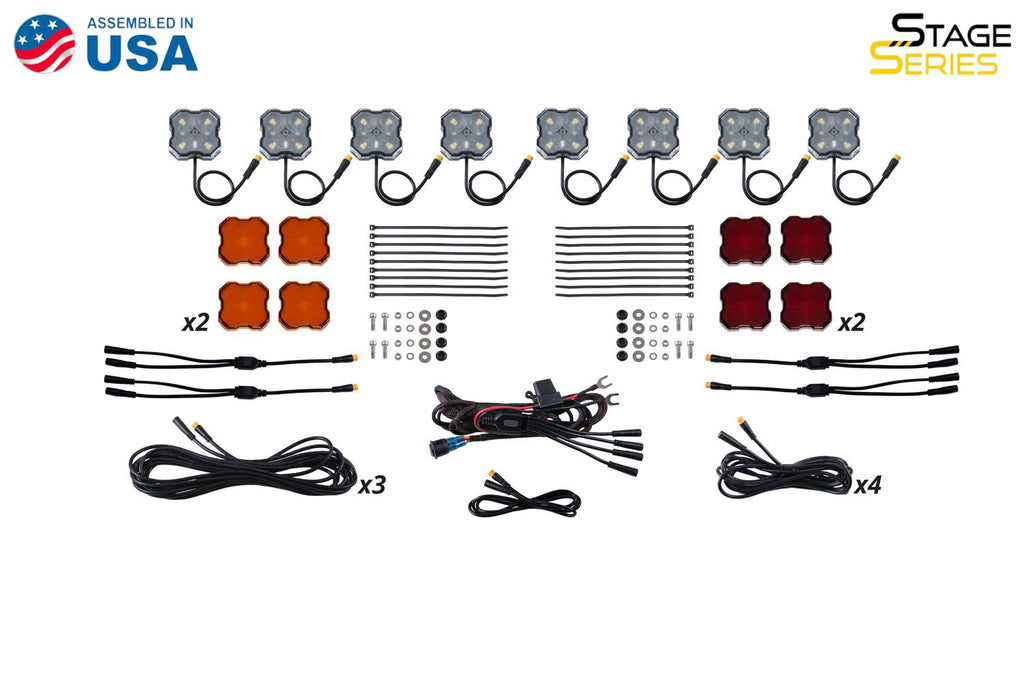 Diode Dynamics Stage Series Single-Color LED Rock Light Kit (8-pack) w/o Magnet Mounts - Universal Fitment