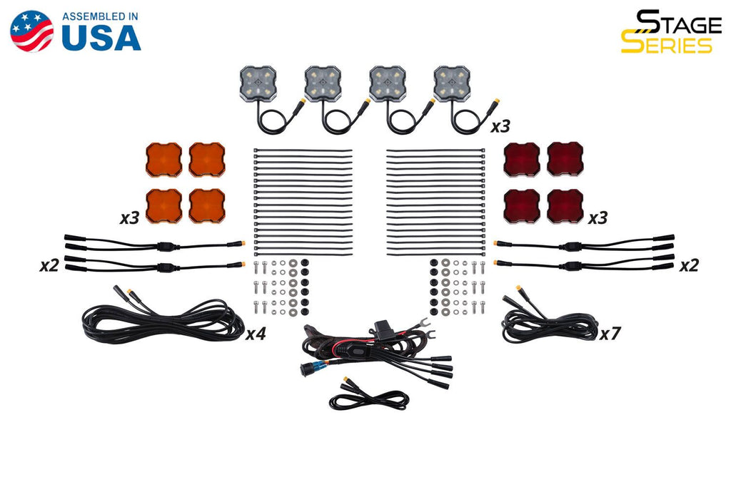 Diode Dynamics Stage Series Single-Color LED Rock Light Kit (12-pack) w/ Magnet Mounts - Universal